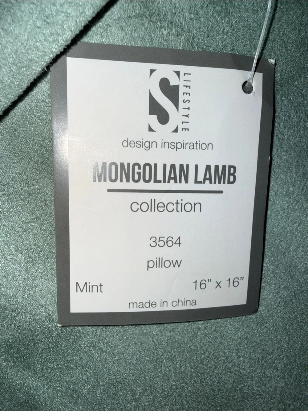 NWT Mint Green Mongolian Lamb Set of 2 16” Pillow Covers
